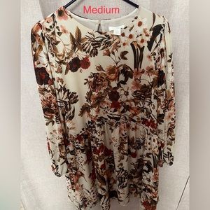 Medium long sleeve light floral maternity dress